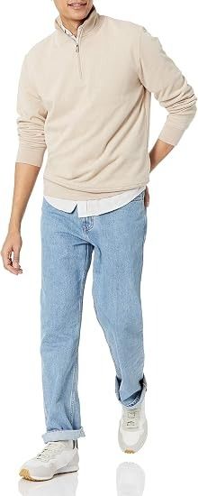 Immagine di Beige Quarter-Zip Sweatshirt 5